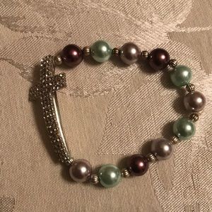 Stretchable Sideways Cross Bracelet